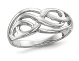 Polished Sterling Silver Rhodium Plated Infinity Ring